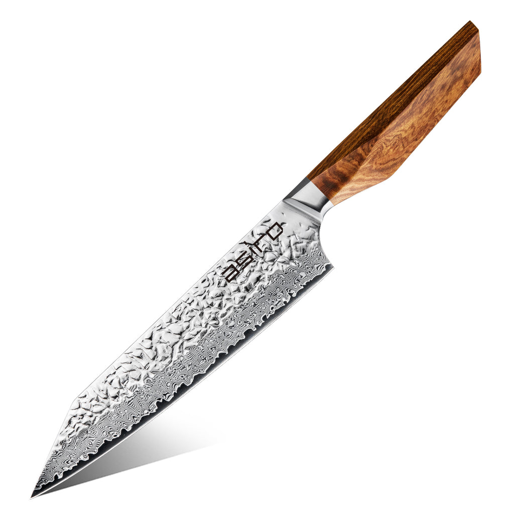 Asiro Kiritsuke 8.3-inch Damascus kitchen knife, full profile