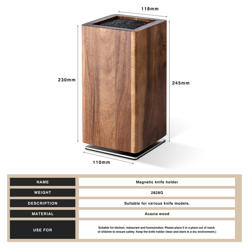 Asiro Knife Holder acacia wood magnetic block