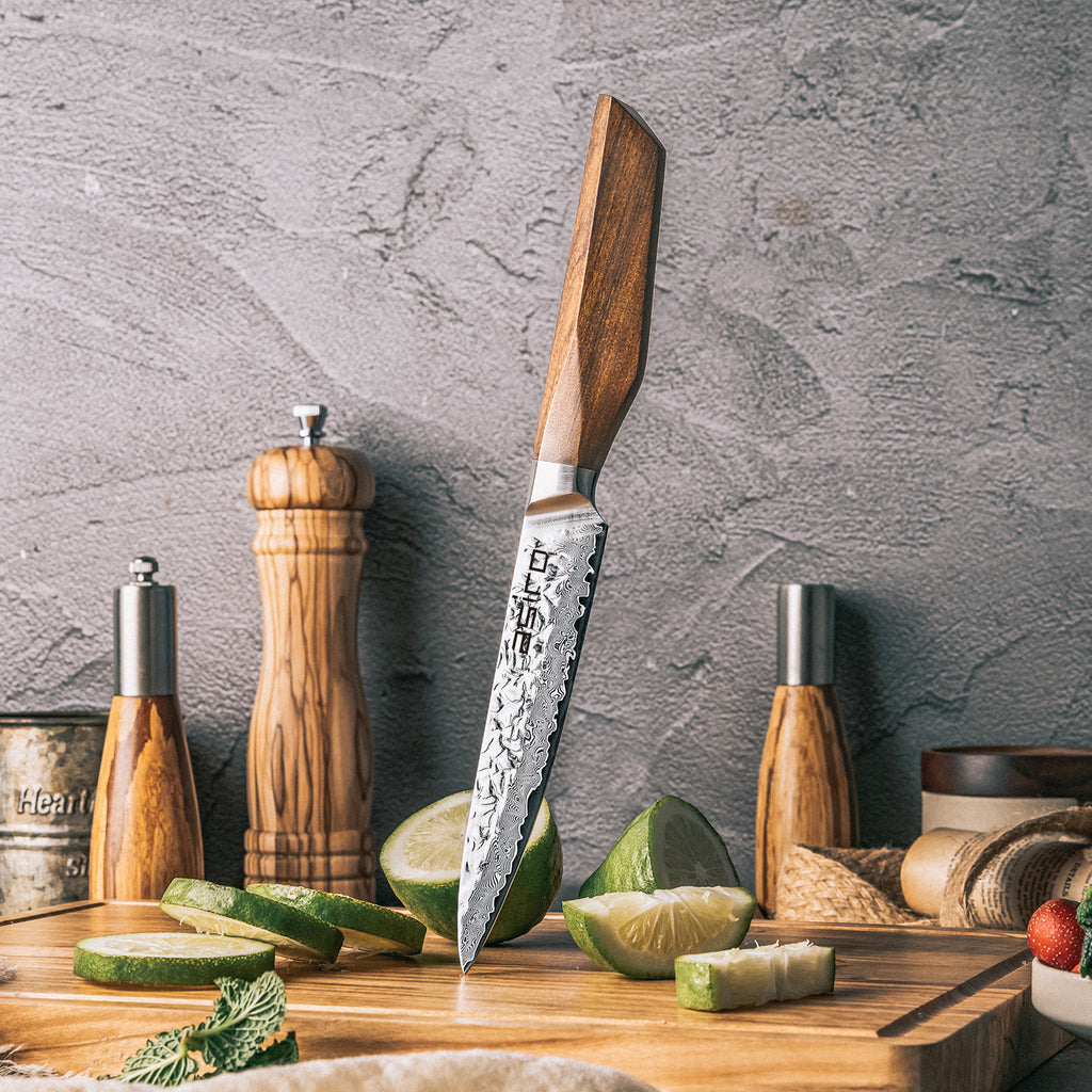 Asiro Utility Knife 5-inch Damascus kitchen knife, full profile