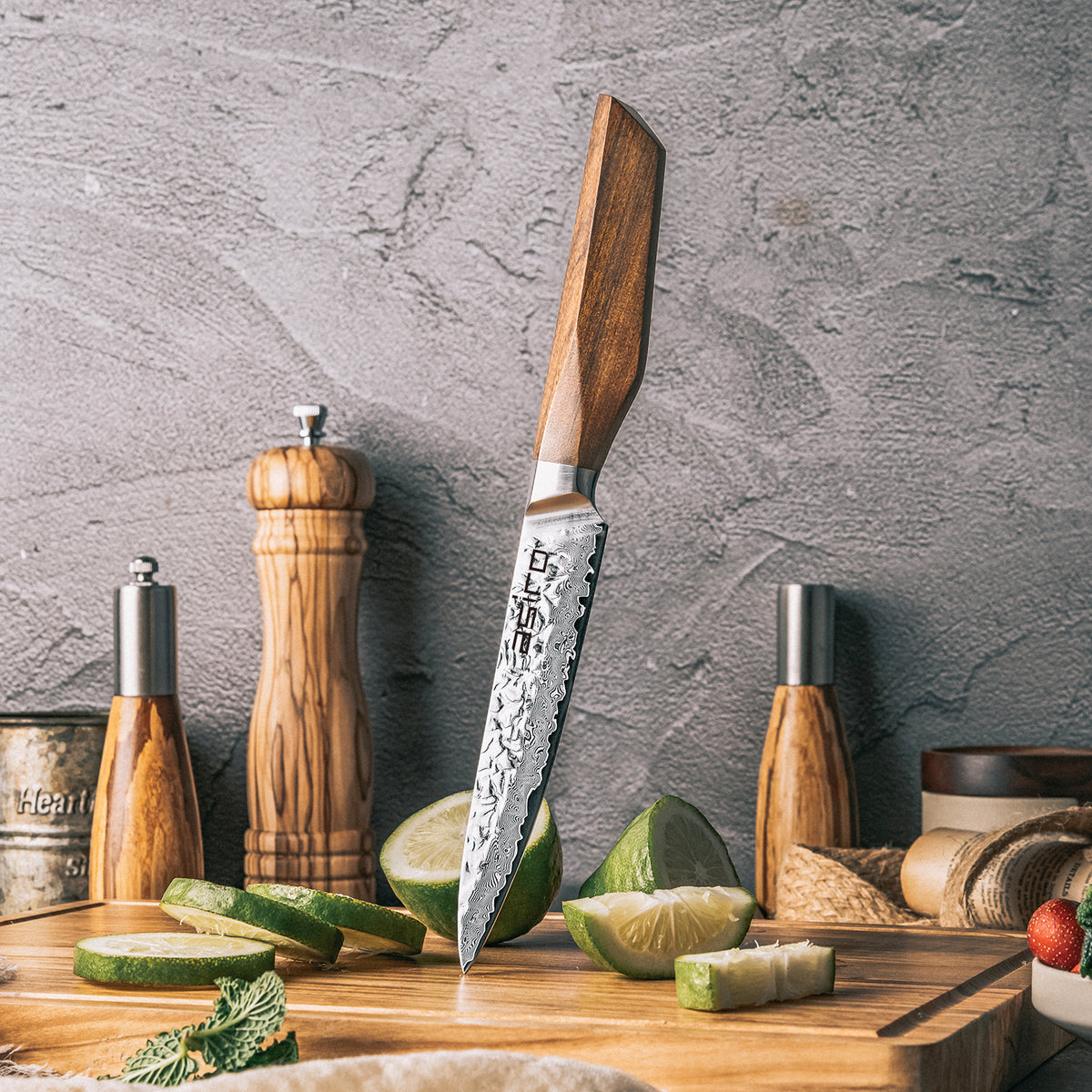 Asiro Utility Knife 5-inch Damascus kitchen knife, full profile