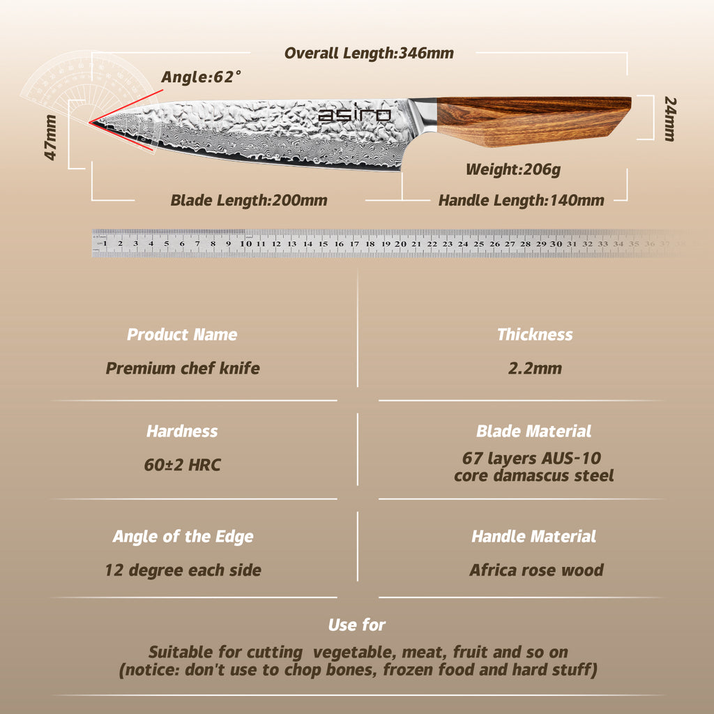 Asiro Chef Knife in a home kitchen setting